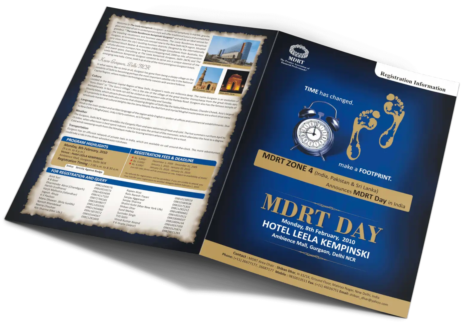 brochure design single fold for MDRT 2010