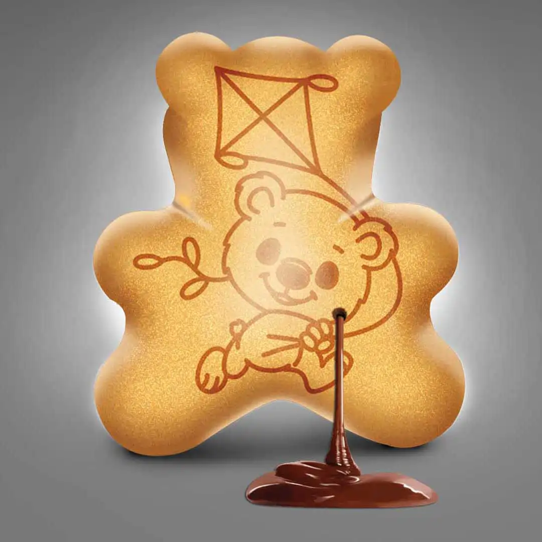 chocolate oozing out from biscuit form hole