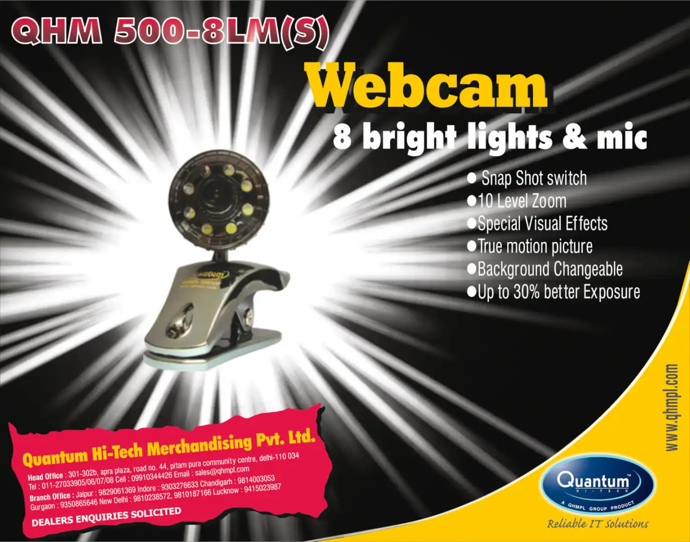 a webcam with a flash of light
